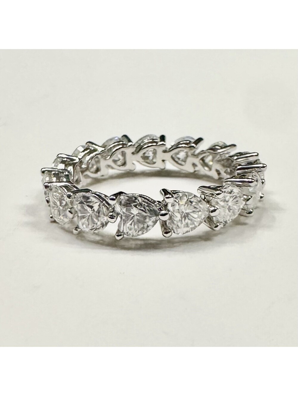 4.8 Carat Moissanite Eternity Band With Heart Shaped Stone. 925 S
